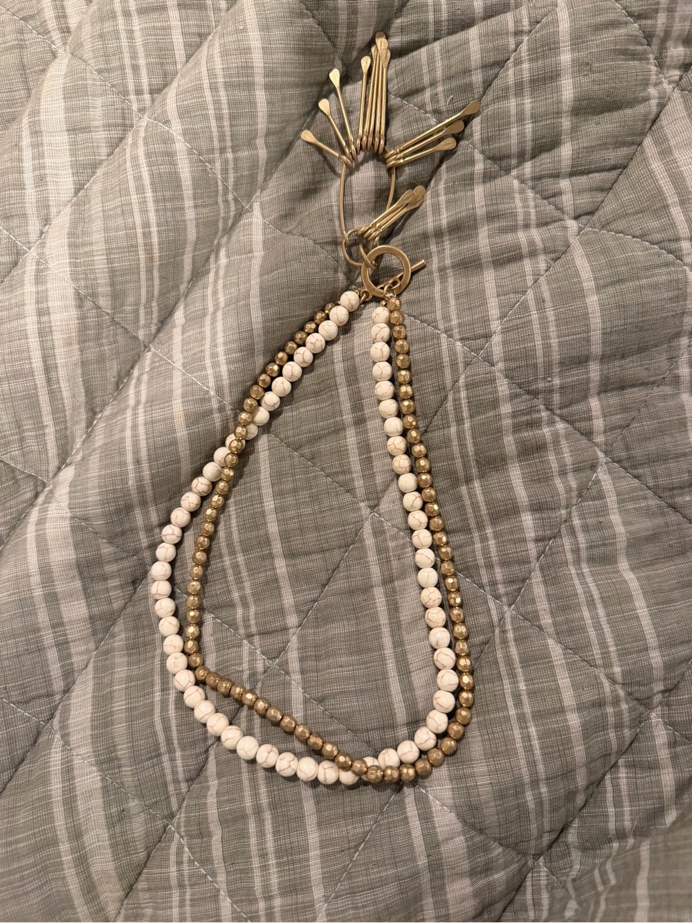 Plunder Gold and cream Beaded Layered Bracelet - Women Jewelry
